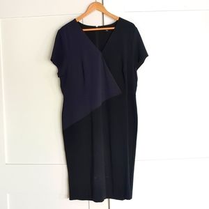 Ann Taylor ponte knit black and purple dress.